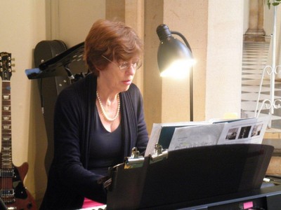 Pat playing keyboard